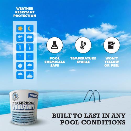 Burro Adhesives Waterproof White Pool Tape 4 x 10' - Heavy Duty PVC Vinyl Pool Repair for Underwater & Dry Applications, Commercial & Residential Pools, Instantly Seals Leaks