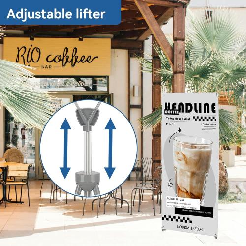 QKA Adjustable X Banner Stand , Sizes from 23x63 to 32x78 inches, 2 Pack