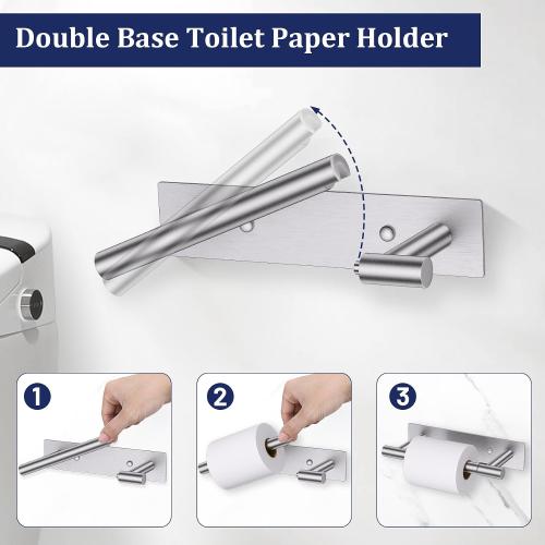 Lairuier Brushed Nickel Toilet Paper Holder, Adhesive or Screw Wall Mount
