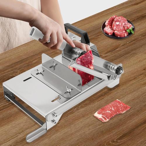Manual Meat Slicer, Stainless Steel Frozen Meat Food Slicer Beef Mutton Household Vegetable Food Slicer Slicing Machine for Fish Chicken Restaurants and Home