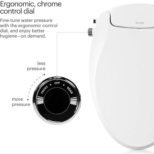 Brondell Bidet Toilet Seat Non-Electric Swash Ecoseat, Fits Elongated Toilets, White - Dual Nozzle System, Ambient Water Temperature - Bidet with Easy Installation