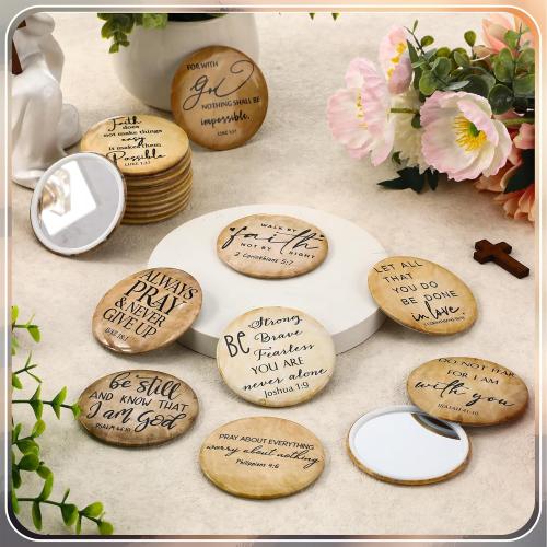 GlikCeil 72 Pcs Christian Compact Mirrors Bulk, Mini Bible Verse Mirrors