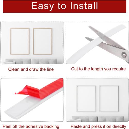 Peel and Stick Trim,Flexible Wall Molding Trim Waterproof Self-Adhesive Wall Trim for Mirror Frame Wall Edge DIY Home Decoration, Bright White