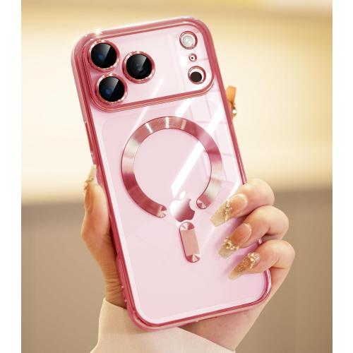 for iPhone 17 Pro Max Case with 1x Screen Protector, [Compatible with MagSafe] [Integrated Camera Protection], Non Yellowing Slim Cute Women Girly Magnetic Cover for iPhone 17 Pro Max, Pink