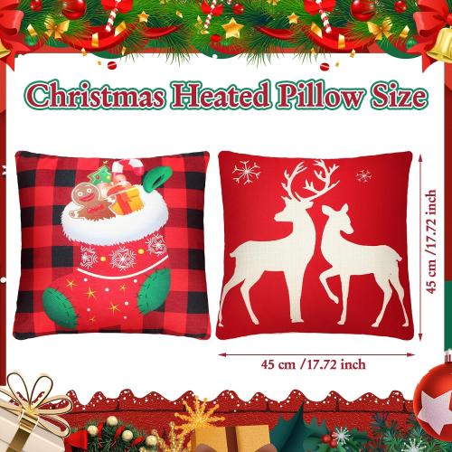 2 Pcs 17.7x17.7 Heated Pillow for Lumbar Support Electric Pillow for Office Chair 5 Heat Setting USB Heated Throw Pad for Period Cramp Abdomen Neck Winter Gift No Power Bank Included(Vivid Style)