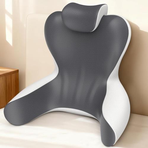 22 XL Reading Pillow Sitting in Bed,Back Support & Armrests(Grey & White)