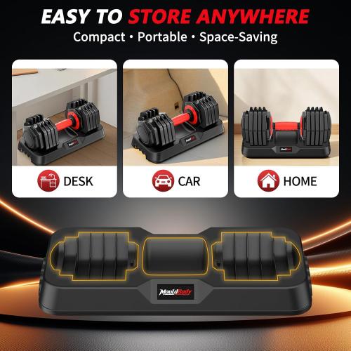 Adjustable Dumbbell Set Pair 25 lb or 50lb,10-in-1 Free Weight