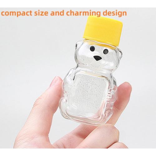 6 Pack Honey Bear Bottle 2oz Bear Shape Clear Empty Honey Bottles Honey Jar with Screw Lid,Plastic Mini Honey Jars Party Favors for Storing and Dispensing (6)