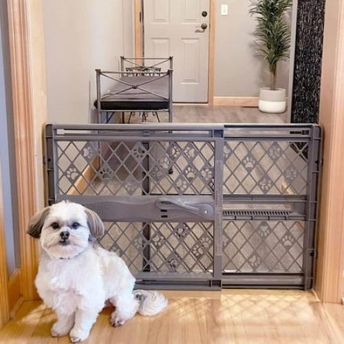 MYPET North States Paws 40 Portable Pet Gate: Expands & Locks in Place with no Tools. Pressure Mount. Fits 26- 40 Wide