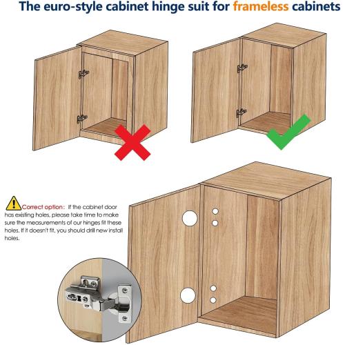 Ravinte European Kitchen Cabinet Hinges, Soft Close, Insert, 4 Pack