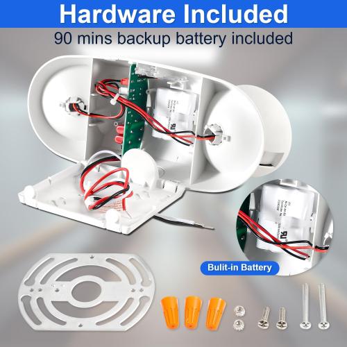 LED Emergency Lights for Business, 90 Mins Battery Backup, UL 924, 1 Pack
