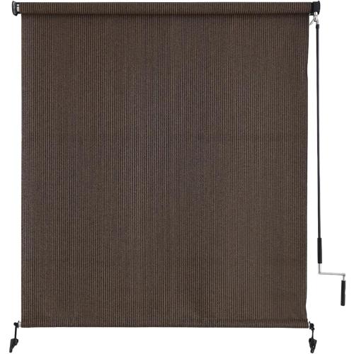 Outdoor Roller Shades，Cordless Patio Roller Up Blinds with Shade Cloth for Porch Gazebo Pergola Balcony Backyard，Mocha，36 Wx72 H