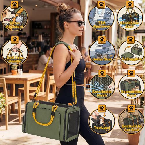 PAWZIDEA Expandable Pet Carrier for Small Cats & Dogs, TSA Airline Approved