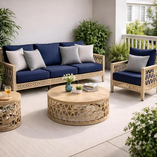 Melissa Luxury Outdoor Patio Chair Cushions, 22x22x5 Inch Deep Seat Bottom & Back Cushions, Waterproof and Fade Resistant, for Patio Chairs, Couch, Sofa & Backyard Furniture,Navy