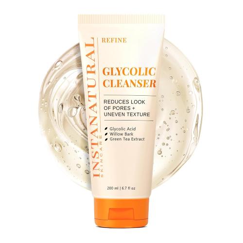 InstaNatural Glycolic Acid Cleanser Face Wash for Women & Men, Gently Exfoliating, Pore Minimizer, Anti Aging, Blackhead Remover, Acne Facial Treatment with Botanical Extracts, 6.7 Fl Oz