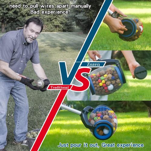 Zozen Nut Gatherer, Acorn Picker Upper, Side Opening Dump, 1 Gallon