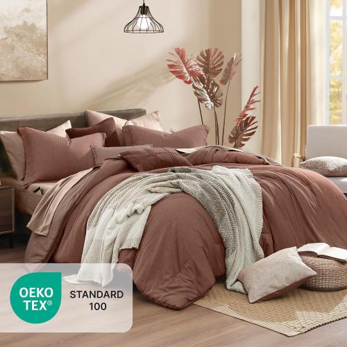 Monbix Full Comforter Set 7 Pieces Terracotta Cationic Dyeing Bed in a Bag
