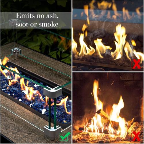 GASPRO 10 lbs Fire Glass for Propane Fire Pit, 1/2-Inch Reflective Fireplace Glass Rocks for Fire Pit Table, Cobalt Blue