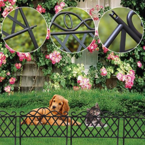 Ouliget Plastic Decorative Garden Fence,Grass Lawn Flower Beds Landscaping Edging Borders,Lightweight Outdoor Path Fence Panels,14in(H)×19in(L),Pack of 8