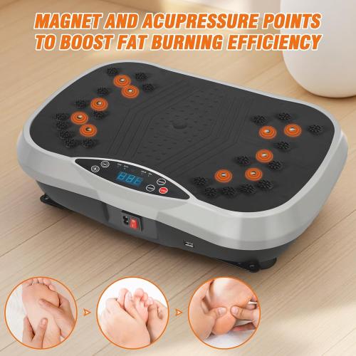 ALSO GO Vibration Plate Exercise Machine, 10 Preset Modes & 200-Level Vibration Platform for Weight Loss/Lymphatic Drainage, Vibration Board with Resistance Bands for Full Body Workout