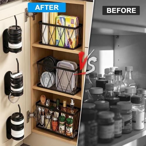 8 Pack Adhesive Cabinet Door Organizer