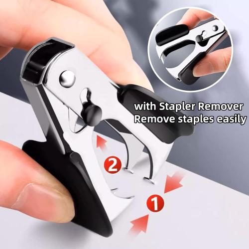 Long Reach Stapler,with 2000 Staples & Stapler Remover Full Strip，20-25 Sheet Capacity,with Built-in Ruler and Adjustable Locking Paper Guide, Gray