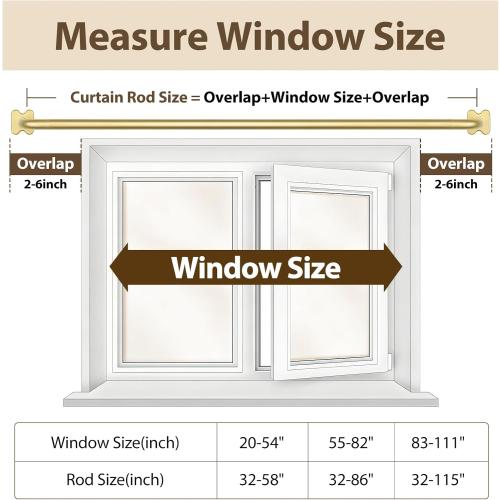 USFOOK Blackout Curtain Rod 32 to 58, Gold Window Treatment Rods