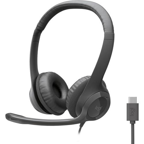 Logitech H391 Wired Headset PC/Laptop Stereo Headphones, USB-C, Graphite