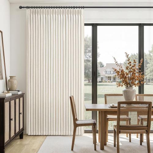 70 Inch Extra Wide Blackout Tall One Curtains for Large Windows 66 Living Room,Pinch Pleated Thick Drapes Sliding Glass Patio Door Memory Trained Heavy Duty Linen Thermal 70Wx108Lx 1 Panel,Birch