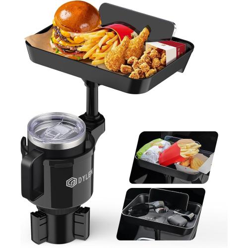 DYLEN Car Cup Holder Tray, 9.5”Detachable Car Food Tray Table for Eating