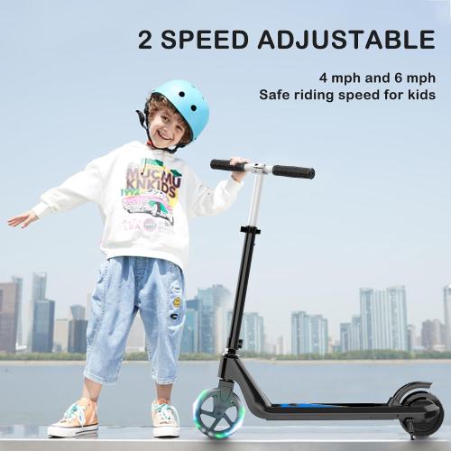 LINGTENG Electric Scooter for Kids Age 6-10, Kick-Start Boost Scooter with Adjustable Speed and Height, Flash Wheel & Deck Lights