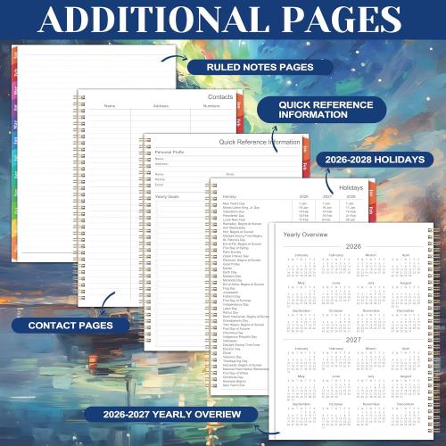 2026 Planner - 2026 Planner Weekly and Monthly from Jan. 2026 - Dec. 2026, Calendar 2026 Planners with Monthly Tabs and Inner Pocket, 8.5 x 11