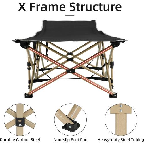 Fragess Portable Camping Cot, 600LBS Max Load, Extra Wide with Thick Mattress, Folding Cot for Outdoor Camping/Office, Home Nap (Grey)