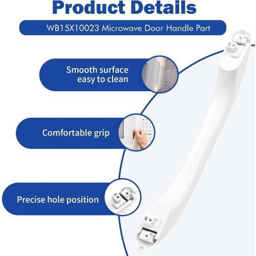 WB15X10023 Microwave Oven Door Handle White Compatible with GE HotPoint EMO2000C01WW EMO2000C02WW JVM1410WC001 JVM1410WC002, Replacement 769529 WB15X10084 AP2021174 EAP232103 PS232103