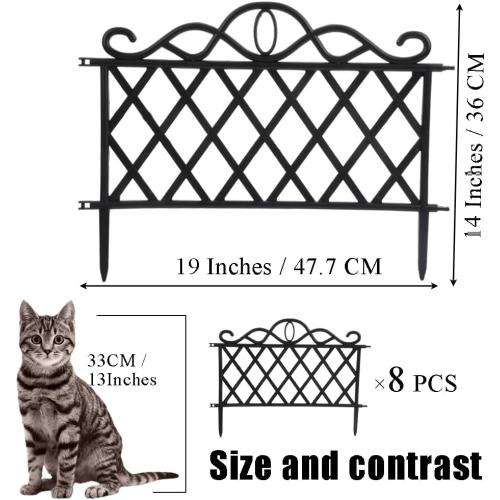 Ouliget Plastic Decorative Garden Fence,Grass Lawn Flower Beds Landscaping Edging Borders,Lightweight Outdoor Path Fence Panels,14in(H)×19in(L),Pack of 8