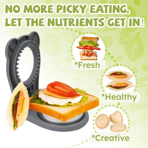 Uncrustable Sandwich Maker Sealer Cutter, Round Shape, Grey