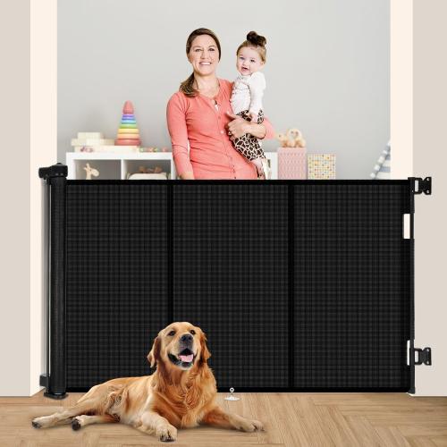 Miumoon 71 inch Reinforced Retractable Baby Gates 42 inch Tall | Retractable Dog Gate with No Crawl Through Reinforced Strip, 6 FT Retractable Gate for Stairs,Doorways,Hallway,Indoor/Outdoor