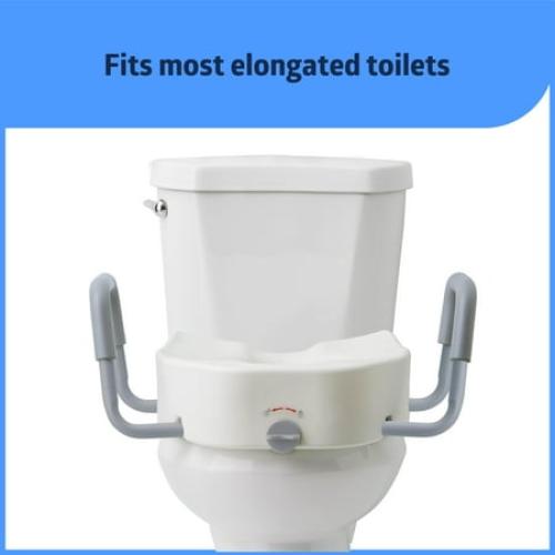 Medline 5 Elongated Raised Toilet Seat, With Lock and Removable Padded Arms