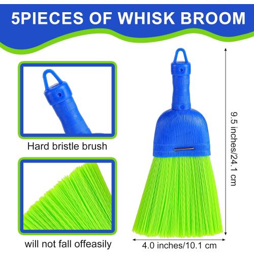 5 Pcs Whisk Broom Poly Fiber Handheld Brush Hand Broom Outdoor Broom Car Broom with Hang Hole for Cleaning Indoor Porches Floors Decks Driveways Dirt Dust