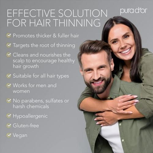 PURA D'OR Original Gold Label Anti Hair Thinning Biotin Daily Shampoo & Deep Moisturizing Conditioner Set with Herbal DHT Blockers