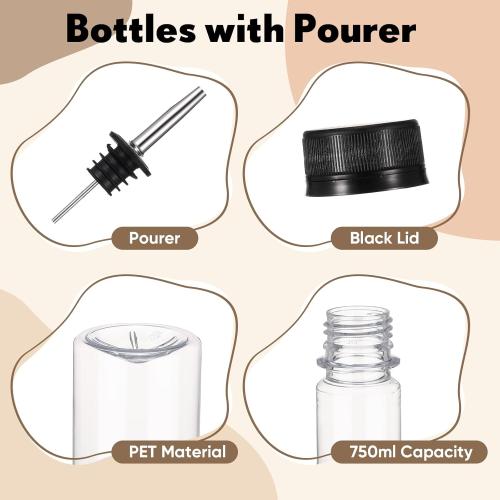 8 Pack 25 oz Syrup Bottle with Spout Pourer and Cap