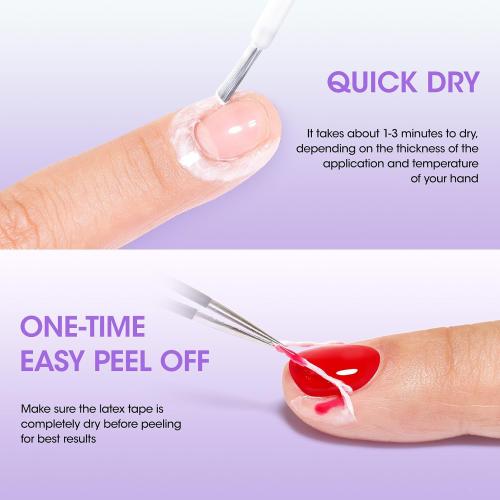 Gellen Liquid Latex for Nails, 2 Pcs Peel Off Protector, 1 Fl.Oz, White