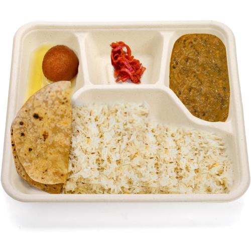 TOPZEA 50 Pack 4 Compartment Disposable Paper Plates, 9.4x 8.6 Compostable Deep Divided Plates Heavy Duty Bagasse School Lunch Tray, Sugarcane Sectional Plate Food Containers for Dinner Buffet Party