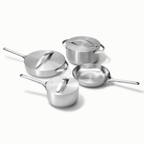Caraway Stainless Steel Cookware Set – 12 Piece 5-Ply Stainless Steel Pots and Pans Set - Includes Fry Sauce Sauté Pan Dutch Oven and Space-Saving Storage - & Free
