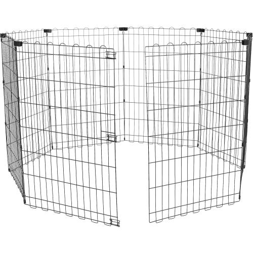 Size 24x36 Color Black Amazon Basics Foldable Octagonal Metal Exercise Dog Playpen - Indoor/Outdoor, No Door, Medium (8 Panels, 24 x 36), Easy to assemble, store, and customize, 36 - Medium, Black
