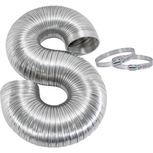 ArmorFlex Dryer Vent, Flexible Aluminum Duct with Clamps, Semi-Rigid