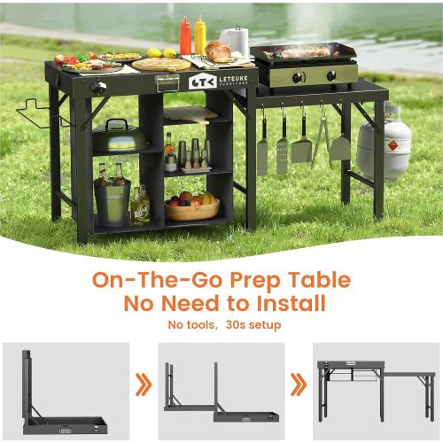 Grill Table for Blackstone Griddle Camping Grill Table Foldable Fits Ninja