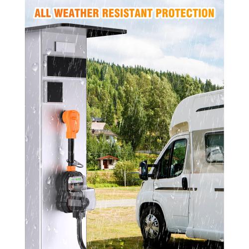 GEARGO RV Surge Protectors 50 Amp, 15000 Joules RV Circuit Analyzer, IP68 Surge Voltage Protection, RV Adapter Plug for Camper (Orange)