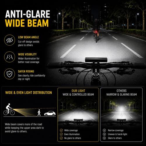 1200LM Bike Lights for Night Riding,Headlight and Tail Light Set