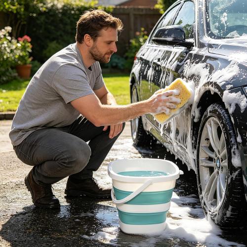 Collapsible Bucket, 2.6 Gallon 10L Mop Bucket for Cleaning, Car Washing, Portable Plastic Tub for Camping, RV, Beach, Fishing, Garden, Indoor and Outdoor Space Saving Wash Basin Ice Buckets
